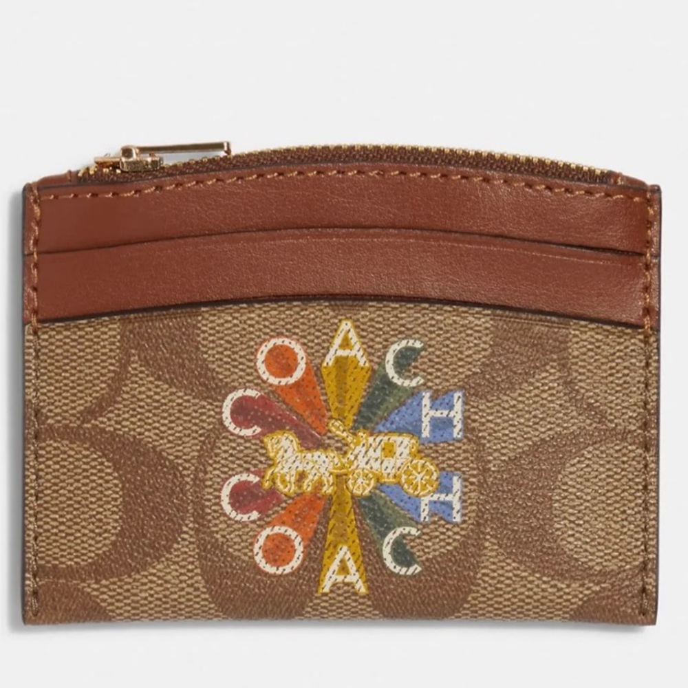 Coach new with tags  Card Case Signature Canvas With Coach Radial Rainbo…